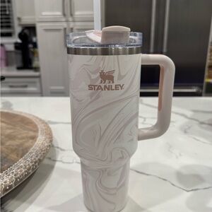 Stanley White and Pink Marble Tumbler